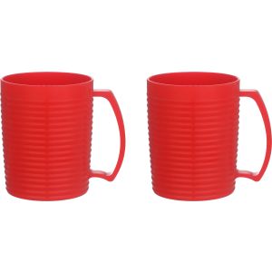 Al Qaed Plastic Mug Set, 2 Pieces, 250 ml - Light Red