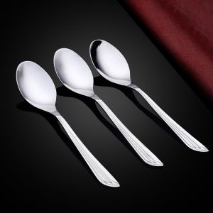 Nouval Stainless Steel Food Spoons Set, 3 Pieces - Silver