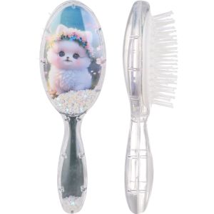 Plastic Hair Brush for Girls, 18×5 cm - White Black