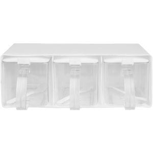 Hegazy Plast Plastic Spice Set with Spoons, 3 Pieces - White Clear