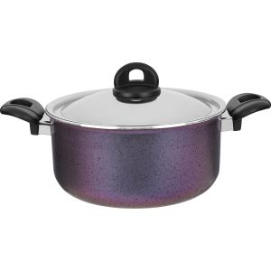 Trueval Plus Teflon Pot With Lid, 24 Cm - Multicolor
