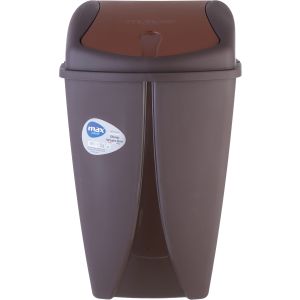 Max Plast Plastic Trash Bin, With Removable Lid, 30 Liters - Dark Brown
