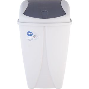Max Plast Plastic Trash Bin, With Removable Lid, 30 Liters - Light Grey