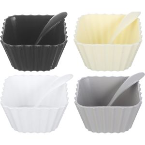 Max Plast Plastic Plates Set with Spoons, 8 Pieces - Multicolor