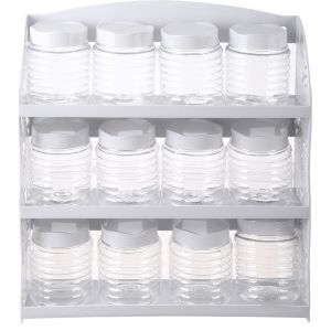 Winner Plast Plastic Storage Jar Set, 12 Pieces, 3 Tier - Clear Light Grey