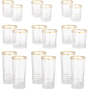 Snabel Glass Cup Set, 18 Pieces - Clear Gold