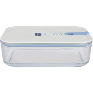 Neoflam Glass Food Keeper, Silicone Lid, 1600 ml - Clear Off White
