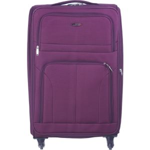 Ariana Fabric Luggage Trolley Bags, 20 inches, 4 Wheels, 4 Zippers, Digital Lock - Purple