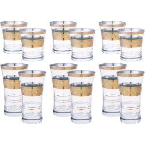 Snabel Glass Cup Set, 12 Pieces - Clear Gold