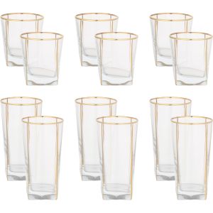 Snabel Glass Cup Set, 12 Pieces - Clear Gold