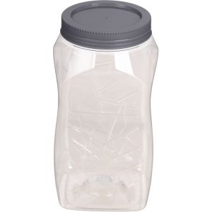 Max Plast Round Plastic Jar, 1.7 litres - Clear Grey