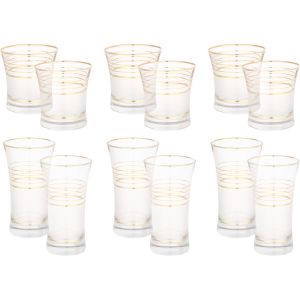 Snabel Glass Cup Set, 12 Pieces - Clear Gold