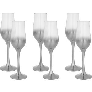 Snabel Glass Juice Glasses Set, 6 Pieces, 280 ml - Clear Silver