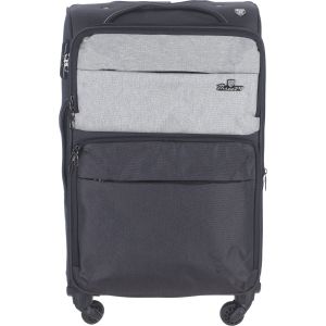 Three M waterproof Luggage Trolley Bags, 20 Inch, 11 Zippers, 4 Wheels, Digital Lock - Black Grey