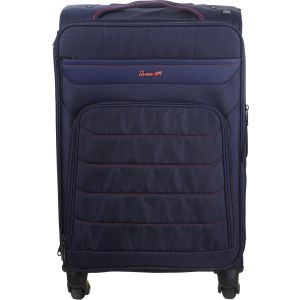 Three M waterproof Trolley Luggage, 20 Inch, 9 Zippers, 4 Wheels, Digital Lock - Navy