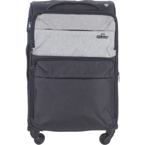 Three M waterproof Luggage Trolley Bags, 24 Inch, 11 Zippers, 4 Wheels, Digital Lock - Black Grey