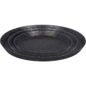 Ideal Home Granite Pizza Tray Set, 3 Pieces - Black
