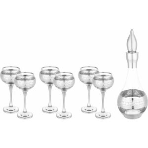 Snabel Glass Juice with Bottle Set, 7 Pieces - Clear Silver