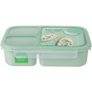 LocknLock Plastic Lunch Box, 3 Eyes, 980 ml - Green