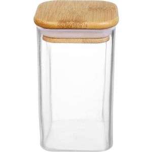 Acrylic Spice Jar with Wooden Lid, 200 ml - Clear Wooden