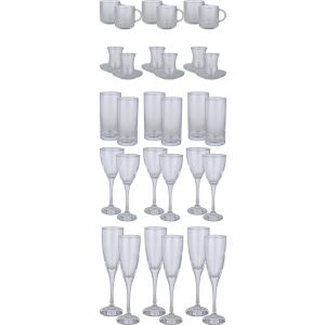 Pasabahce Glass Cup Set, 36 Pieces - Clear