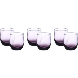 Pasabahce Glass Cups Set, 230 ml, 6 Pieces - Mauve Clear