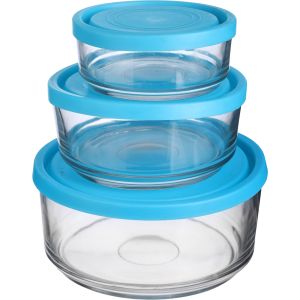 Glass Refrigerator box Set with Lid, 3 Pieces