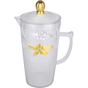 Acrylic Flask with lid, handle, 2 litre - Clear Gold