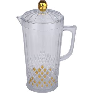 Acrylic Flask with lid, handle, 2 litre - Clear Gold