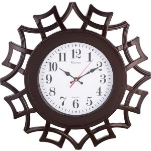 Round Plastic Wall Clock, 55 cm - Brown White