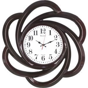 Plastic Wall Clock Frameless Fan Shaped, 55 cm - Dark Brown