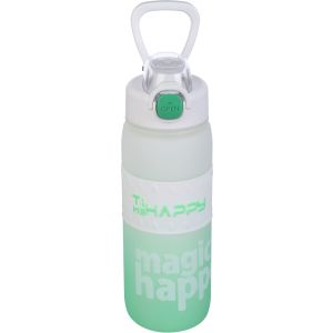 Plastic Sport Water Bottle, with Straw, 800 ml - Green White