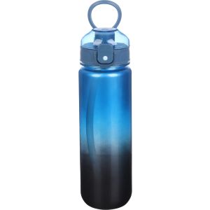 Plastic Sport Water Bottle, with Straw, 800 ml - Blue Black