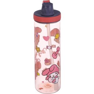 Plastic Sport Water Bottle, with Straw, 1 litre - Pink