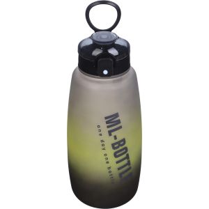 Plastic Sport Water Bottle, with Straw, 1.5 litre - Black Yellow