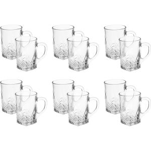 Galaxy Glass Glass Mug Set, 12 Pieces, 160 ml - Clear