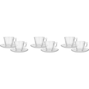 Galaxy Glass Coffee Mug Set with Saucers, 12 Pieces, 70 ml - Clear