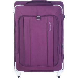 Sunata Fabric Trolley Travel Bag, 20 Inch, 5 Zippers, Digital Lock - Purple White
