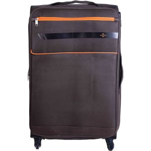شنطة سفر ترولي قماش الباتروس، 28 بوصة، 4 عجلات، 6 سوست، قفل رقمي - بني برتقالي