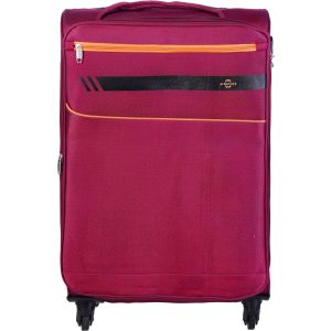 Albatros Fabric Trolley Travel Bag, 32 Inch, 6 Zippers, Digital Lock - Dark Red Orange