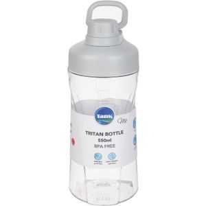 Tank Plastic Sports Water Bottle, 550 ml - Grey Clear