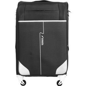 Sunata Fabric Luggage Trolley Bags, 28 Inch, 6 Zippers, Digital Lock - Black Grey