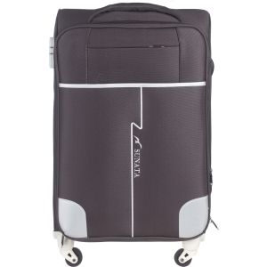 Sunata Fabric Luggage Trolley Bags, 24 Inch, 6 Zippers, Digital Lock - Brown Grey