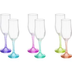 Frist One Glass Juice Glasses Set, 6 Pieces, 200 ml - Multicolor