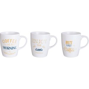 Lotus Dream Porcelain Mug Set, 3 Pieces, 300 ml - Multicolor