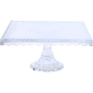 Glass Square Cake Base, 20 cm - Clear