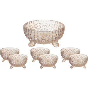 Glass Dessert Bowls Set, 7 Pieces - Light Brown