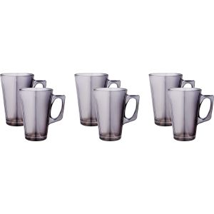 Glass Mug Set, 6 Pieces, 245 ml - Grey