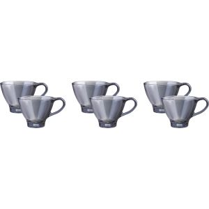 Glass Mug Set, 6 Pieces, 200 ml - Grey