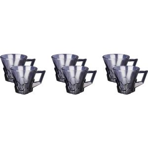 Glass Mug Set, 6 Pieces, 150 ml - Grey